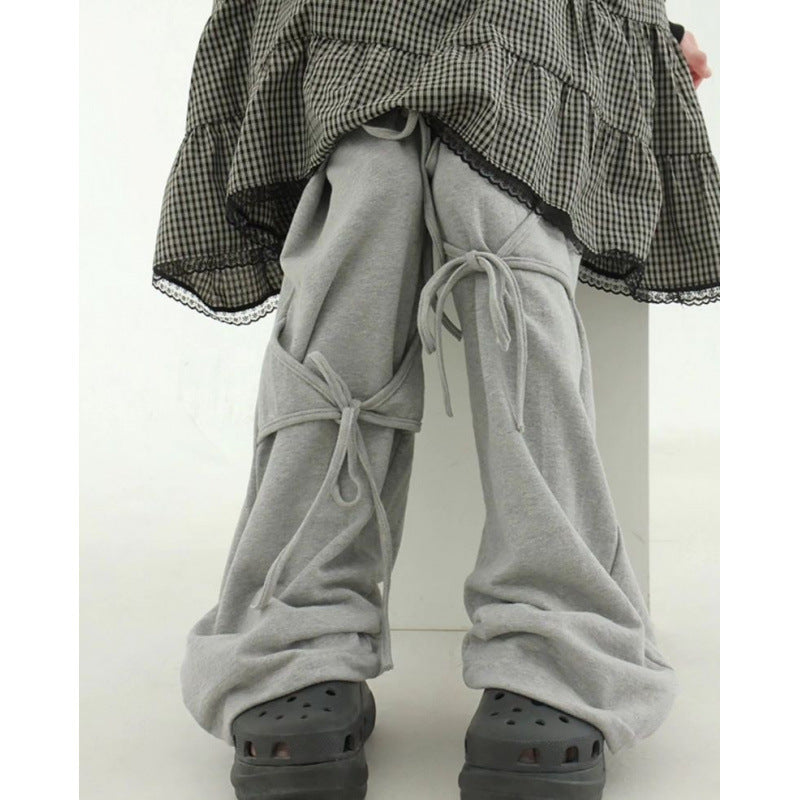 Retro street style wide-leg lace pants