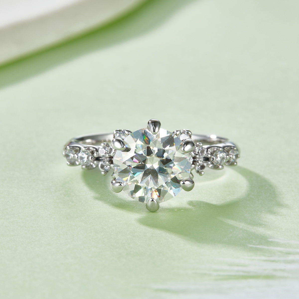 S925 Argent Sterling 2ct Anneau de Moissanite