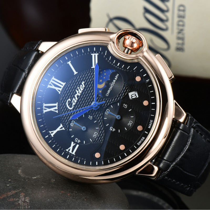 Montre d'affaires homme avec un bracelet en caoutchouc