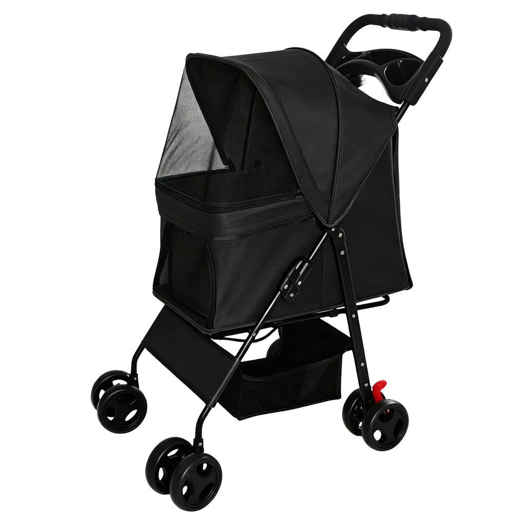 Poussette pliable pour petits chiens et chats de moins de 28 lb avec plateau multifonctionnel