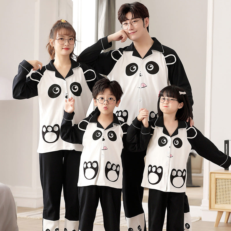 Coton Parent-enfant Pyjama Printemps et Automne Longue Manche Style mince