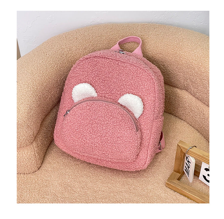 Sac à dos léger en peluche en forme de cœur