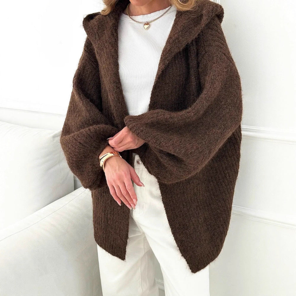 Chandail à capuchon long Chandail Cardigan épais