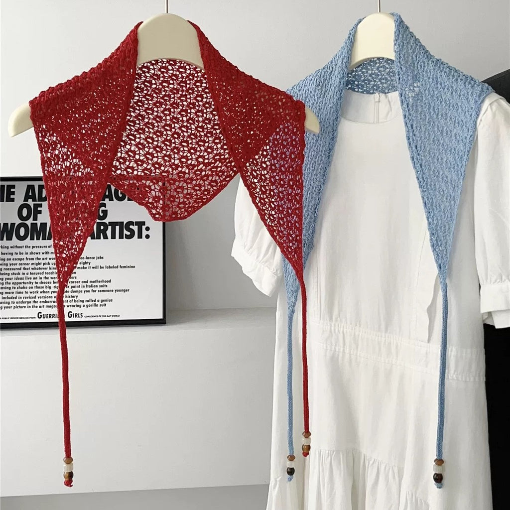 Têtes de châle triangulaire à mailles creuses