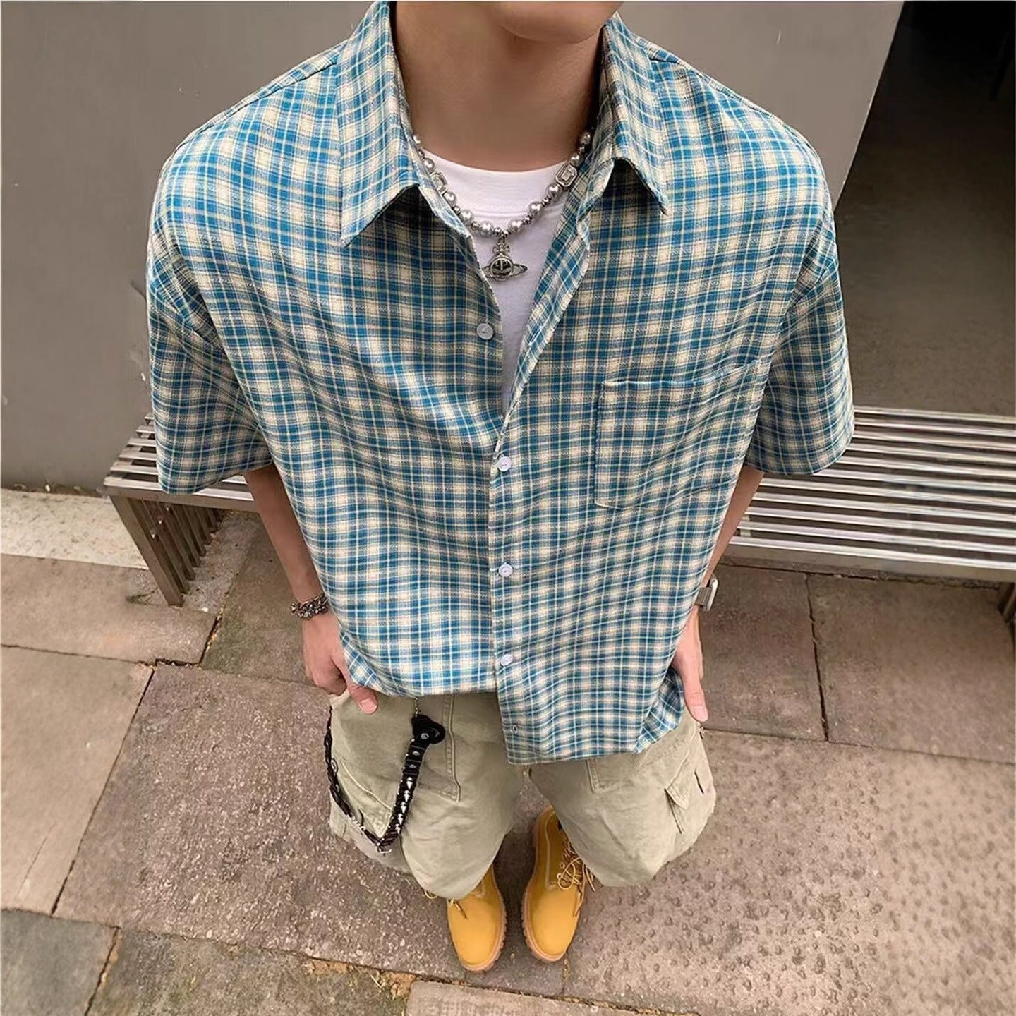 Casual Trendy Ice-silk Chemise Hommes haut de gamme Streetwear Edgy-cool Veste