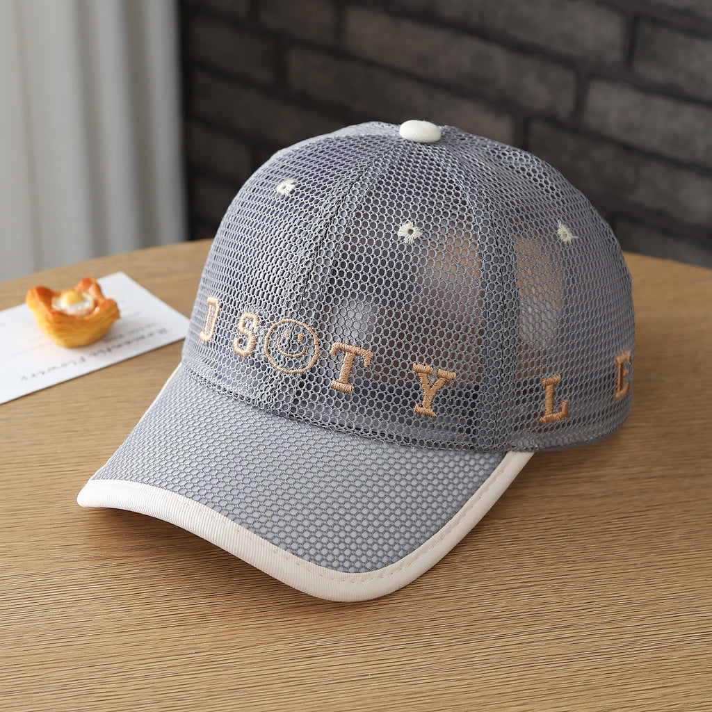 Casquette en mesh léger d'été pour enfants - Garçons et filles DSTY Base brodée visage souriant