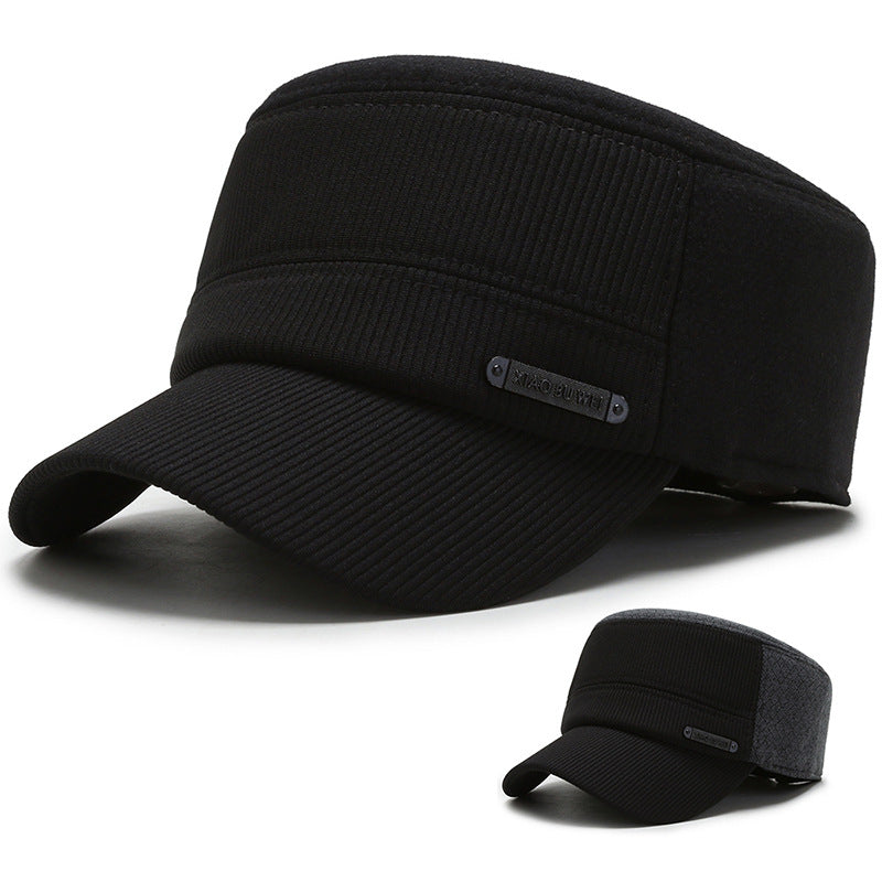 Casquette plate pour hommes pour l'automne et l'hiver chaud extérieur avec protection de l'oreille