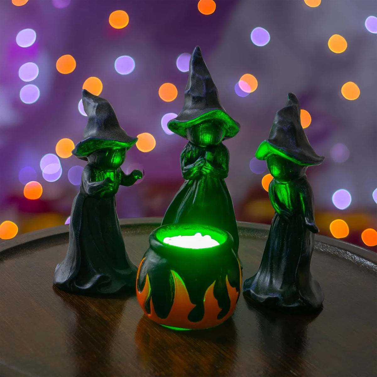 4 PCS Halloween Miniature Witches Cauldron Figurine Table Décoration