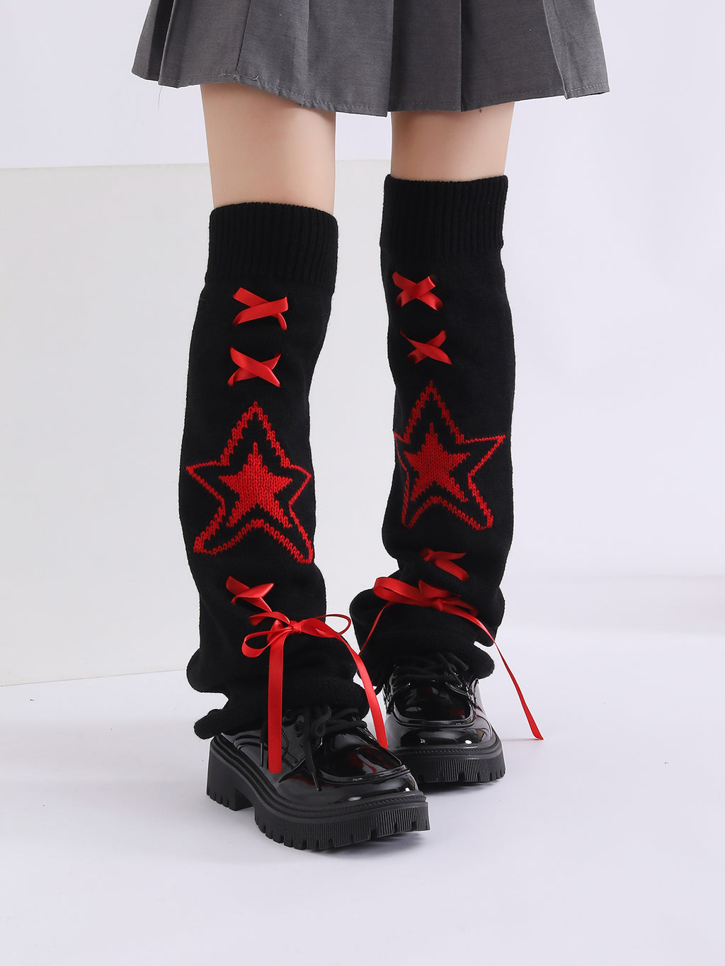Mode Y2K Gothic tricoté étoilé étoilé jambe chaud couverture jambe