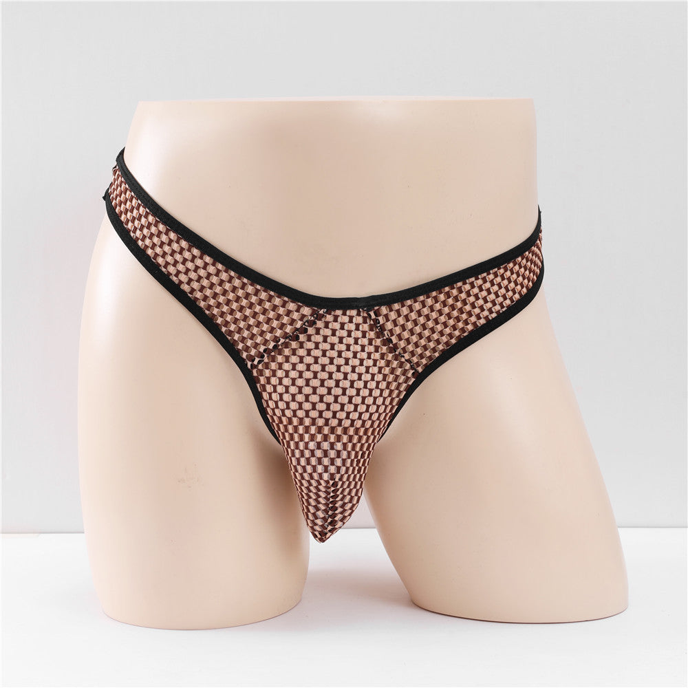 Mesh Hommes Voir à travers respirant Sexy T-forme U Convex Hollow-out Grand Mesh Sexy Underw