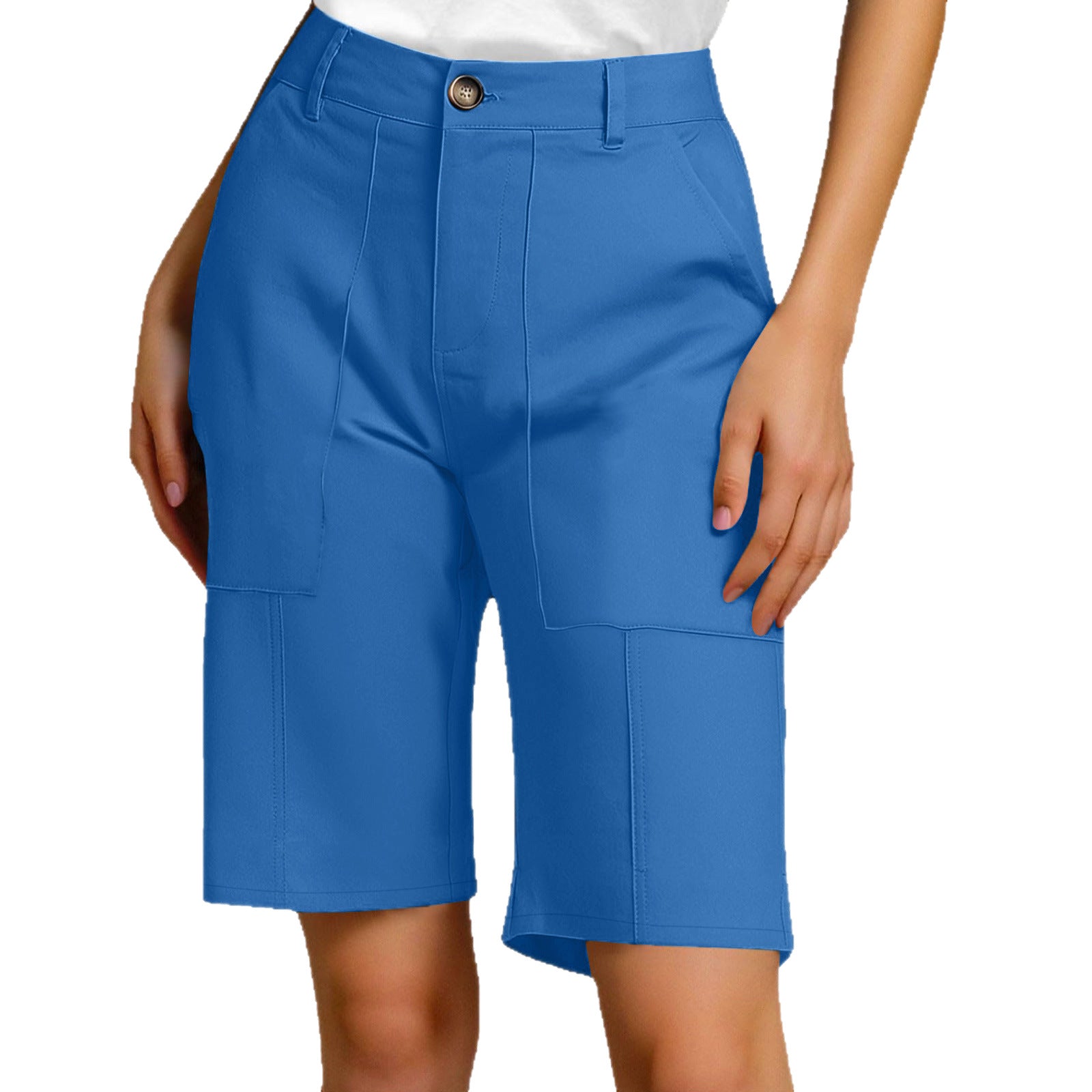 Été mince taille respirante taille short femmes droit occasionnel multi-couleur mi-longueur