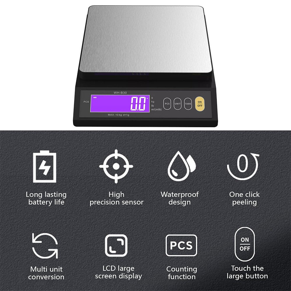 10KG Échelles de cuisine Échelle numérique électronique de cuisson à écran LCD