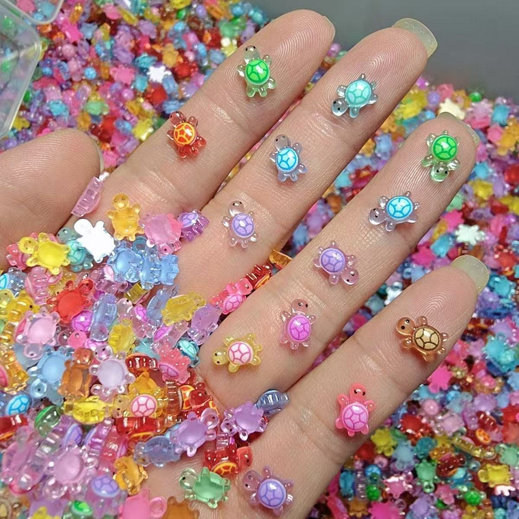 Tortue à la crème foncée Résine Nail Art Ornement DIY Accessoire