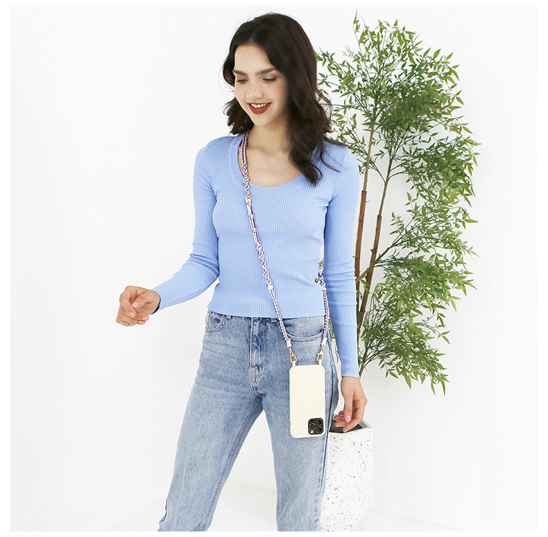 Niche Crossbody Téléphone portable Charm Handmade Weave Vintage Style Pastoral Non-héritage Main