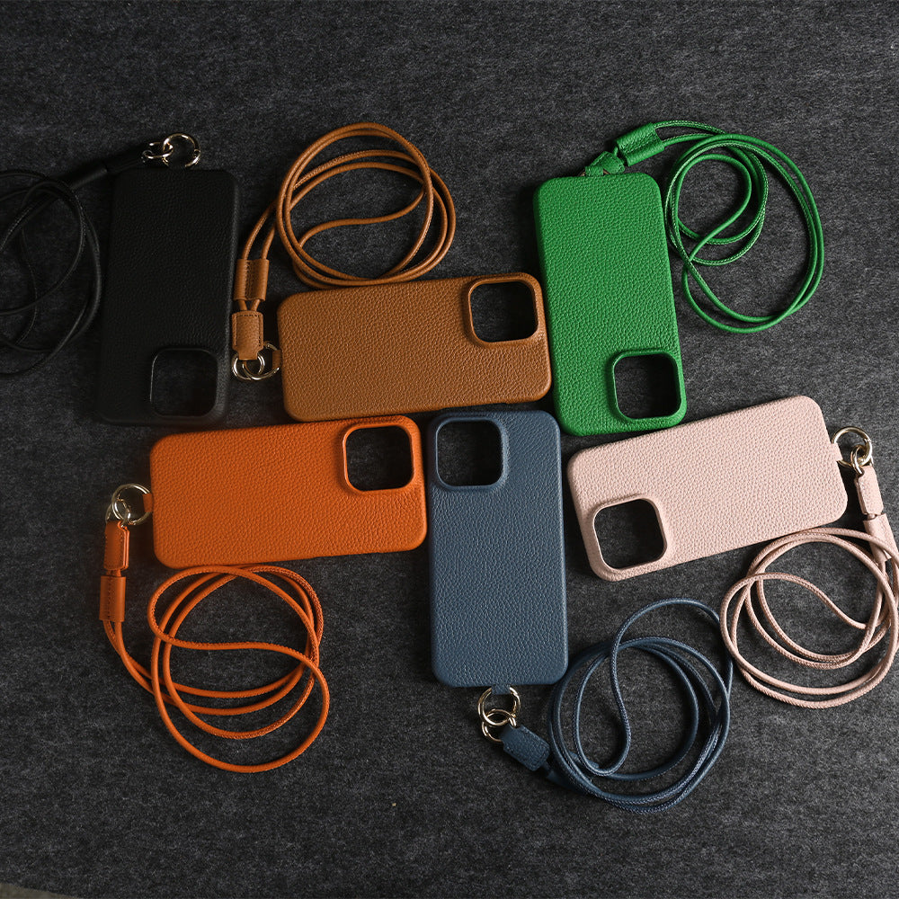 Boîtier de téléphone en couleur solide avec un lanyard haut de gamme