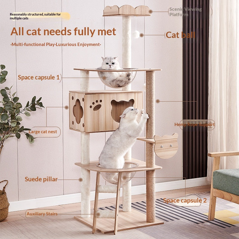 Wood-based Particleboard Pet House Design avec le jouet Cat intégré Sisal Scratching Post