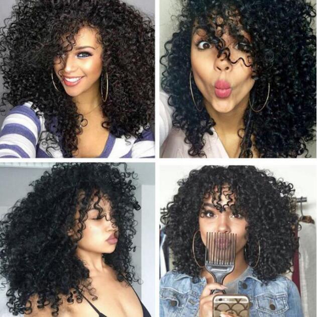 Afro-noir Volume Puffy Explosion Couleur solide