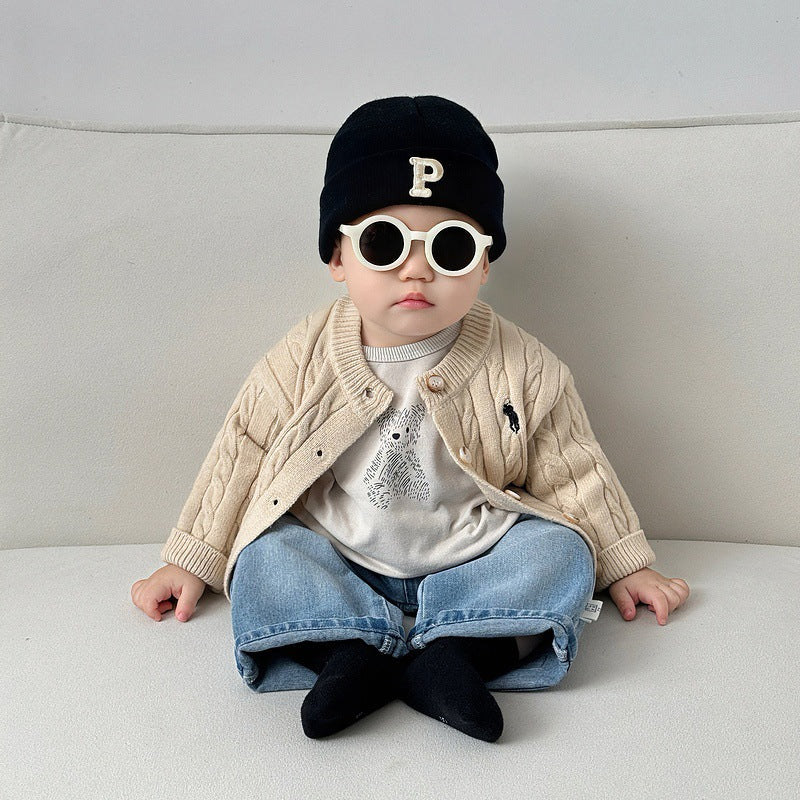 Chandail à la mode brodé casual tricoté Cardigan enfants