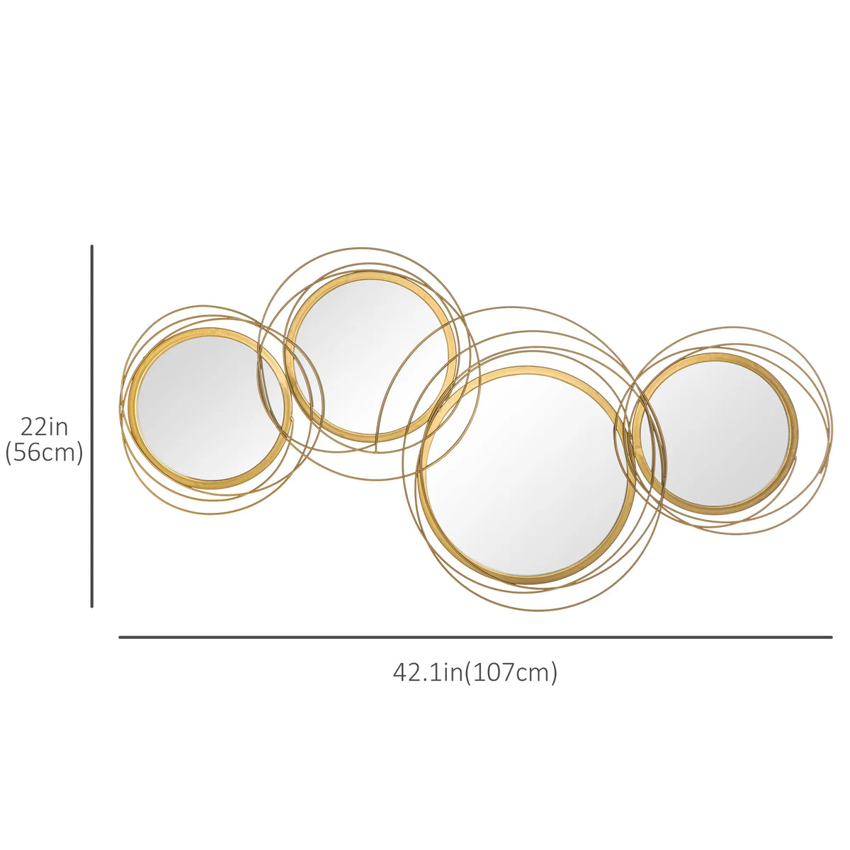 Metal Wall Art Gold Frame Circle Salle de bain Miroir Décor Maison suspendu mur Sculptures pour Li