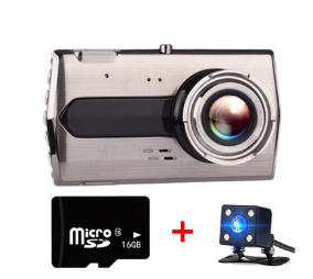 Enregistreur de conduite en alliage de zinc vision de nuit HD Double-lentilles double-enregistrement 4 pouces 1080P inversement