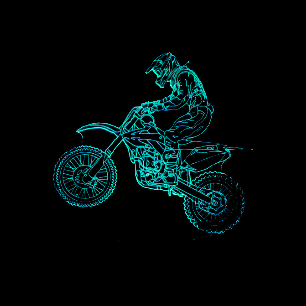 Modèle moto lampe 3D sept couleurs visuelle stéréoscopique lampe LED changement progressif toucher rem