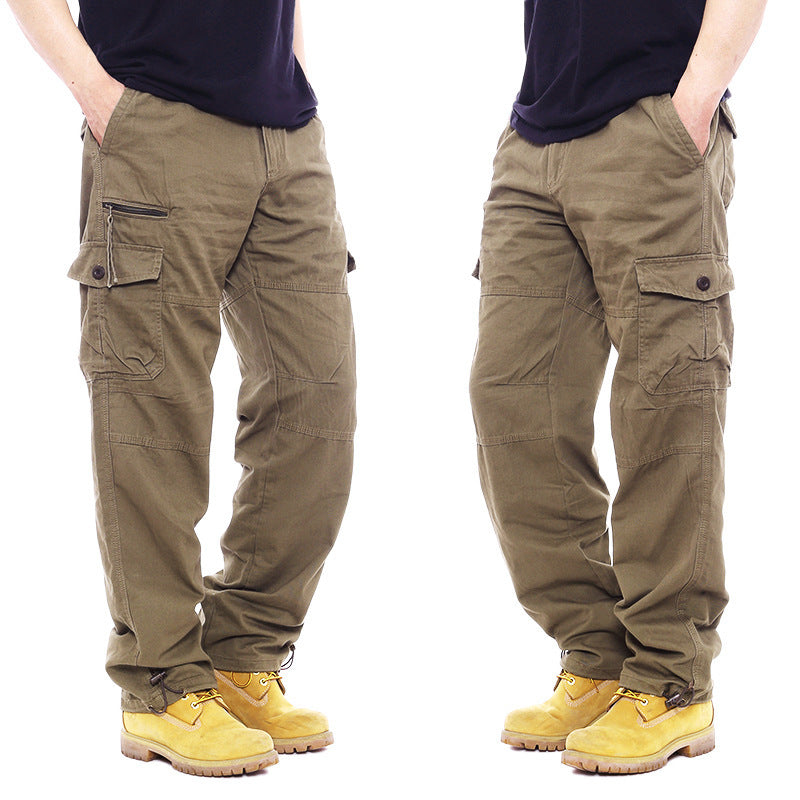 Pantalon de travail casual en coton pour hommes avec taille élastique