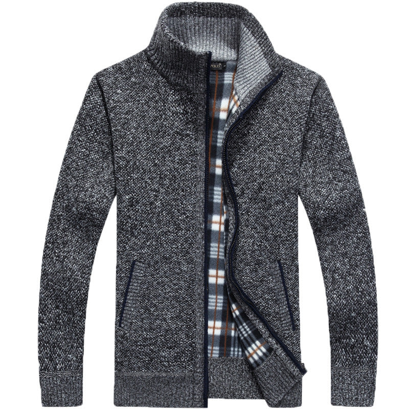 Chandail à fermeture éclair d'automne et de cardigan d'hiver pour hommes Épaisseur de collier en polaire