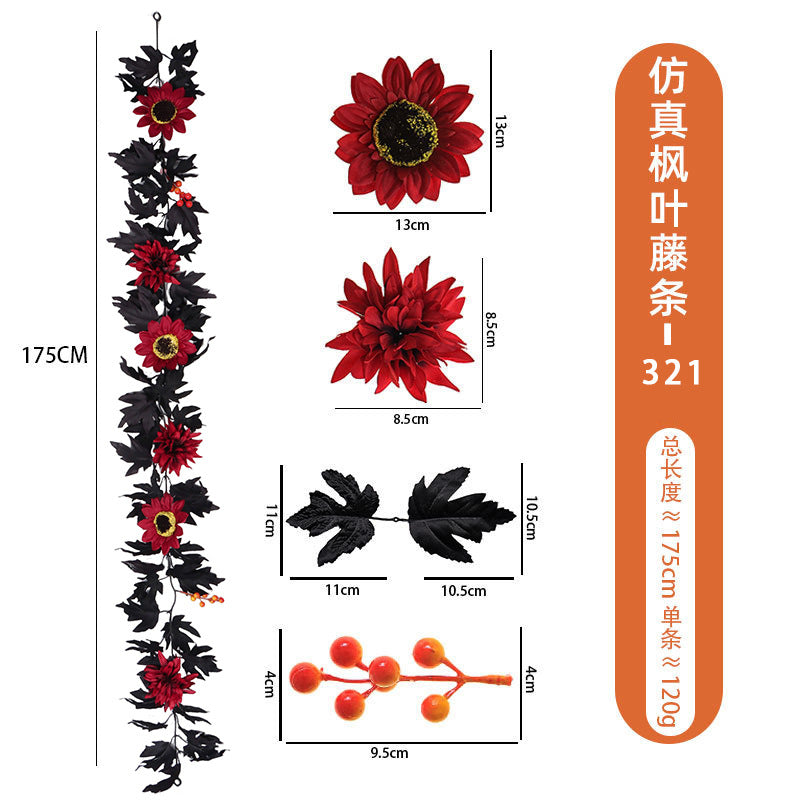 Halloween Feuille d'érable artificielle Garland