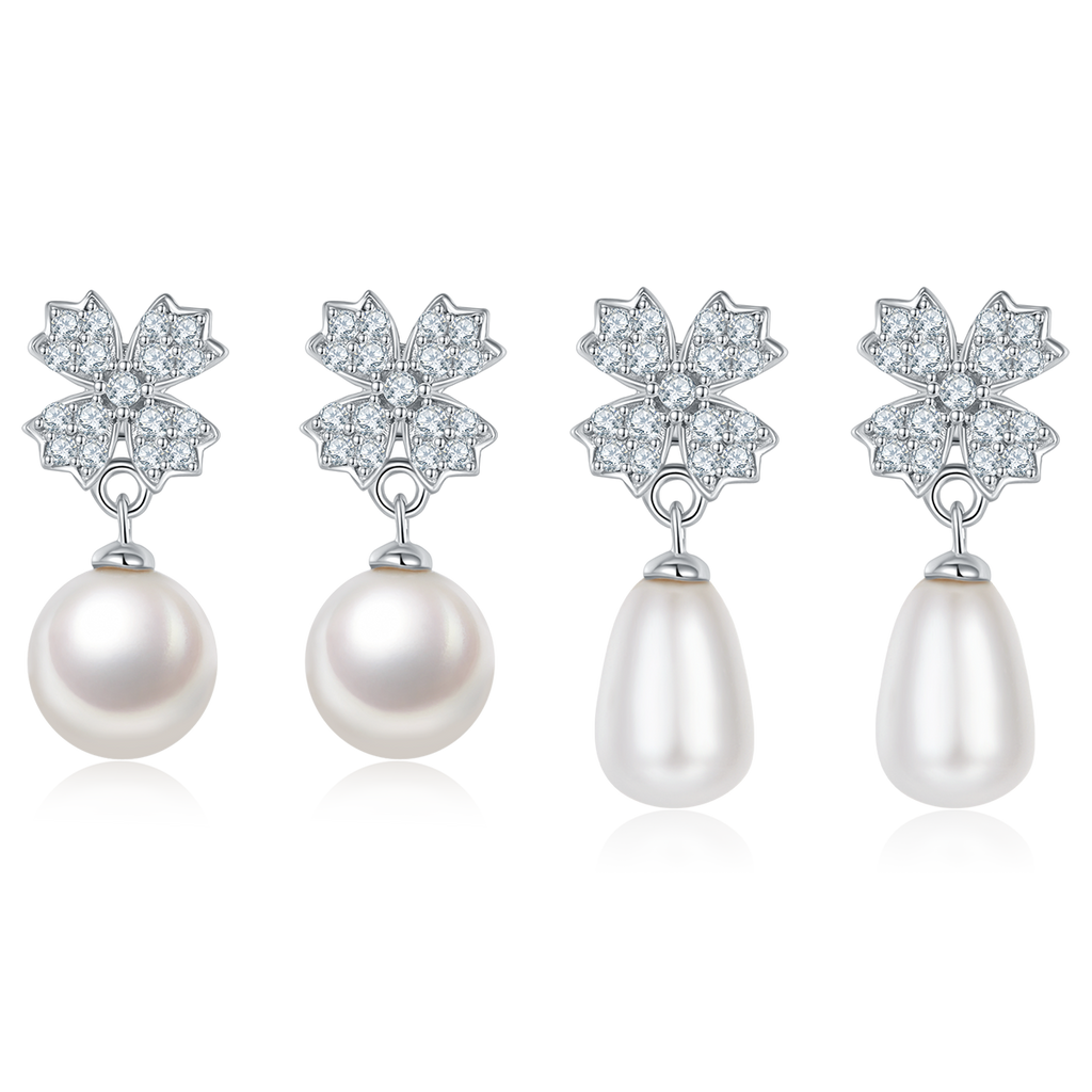 S925 Boucles d'oreilles en perles d'eau douce naturelles en argent sterling