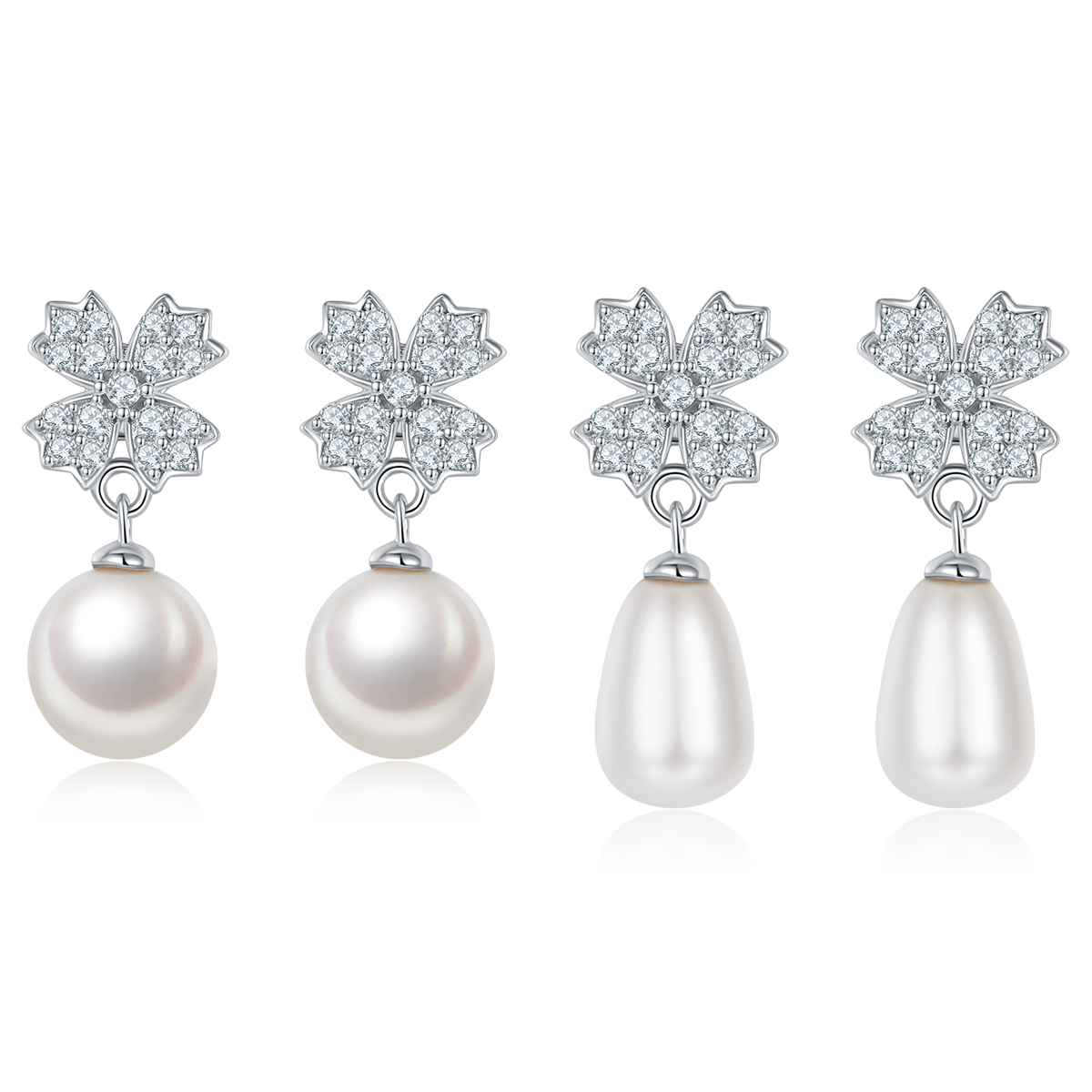 S925 Boucles d'oreilles en perles d'eau douce naturelles en argent sterling