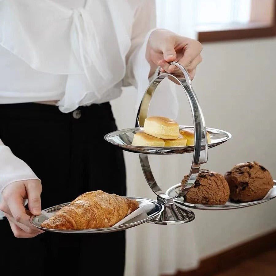 Nordic Entry Luxury Home Style Design Double pliage Rangement Dim Sum Plate