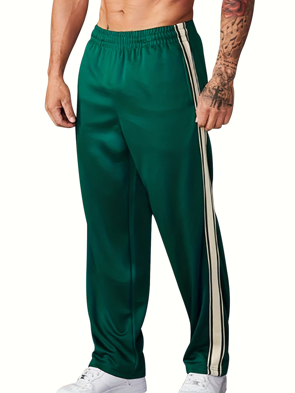 Independent Brand European and American Men's Pearl Cotton Twill Casual Sports Side Stripe