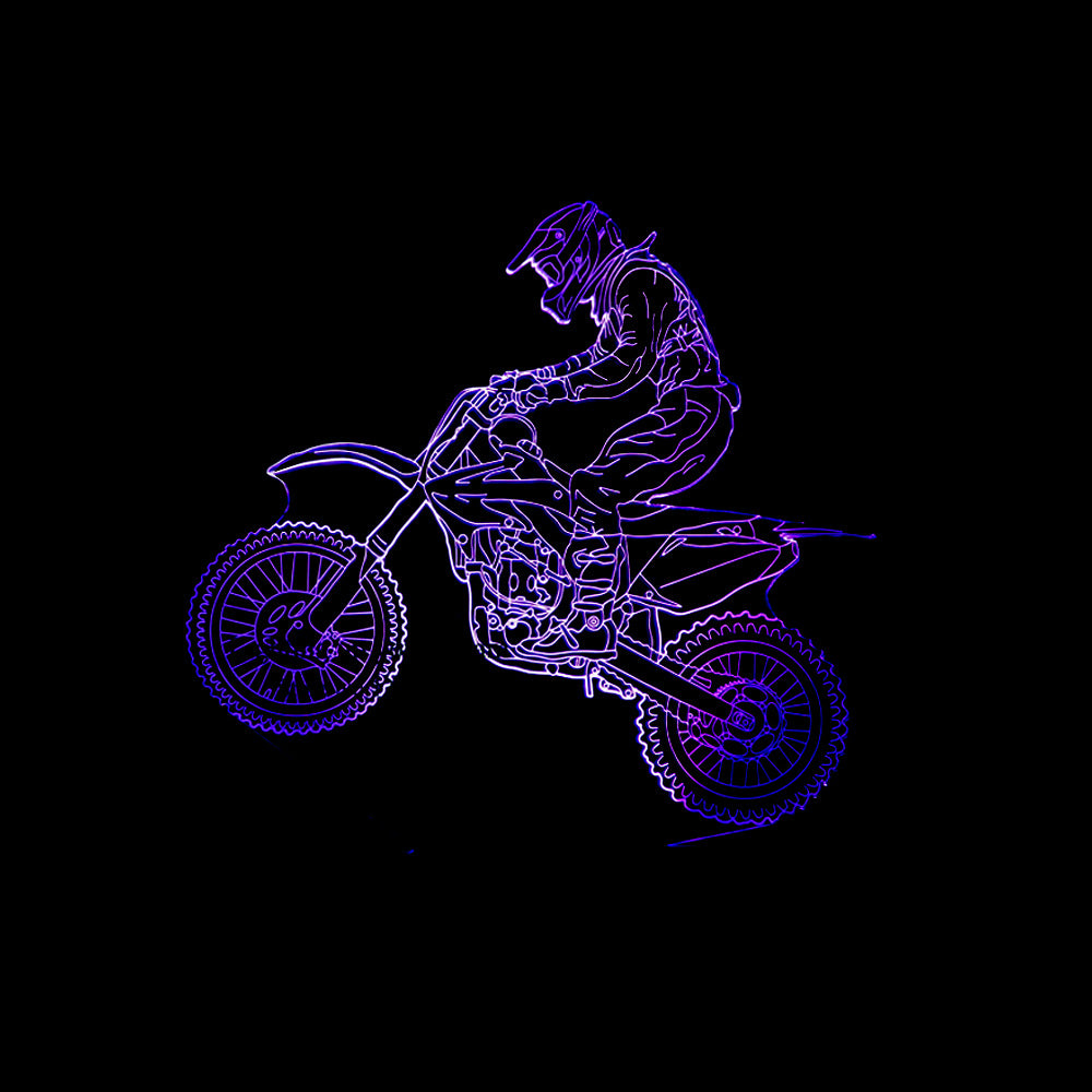 Modèle moto lampe 3D sept couleurs visuelle stéréoscopique lampe LED changement progressif toucher rem