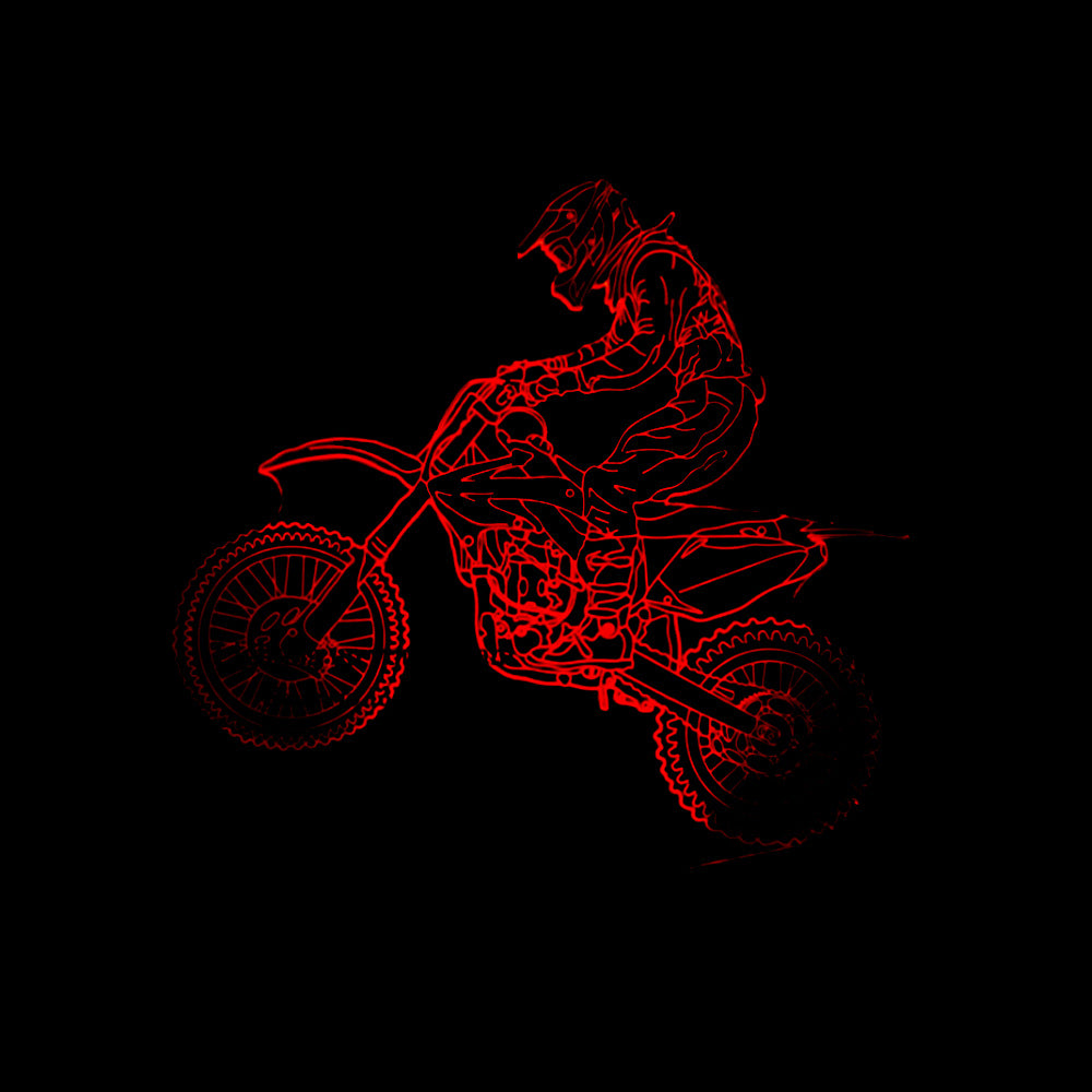 Modèle moto lampe 3D sept couleurs visuelle stéréoscopique lampe LED changement progressif toucher rem