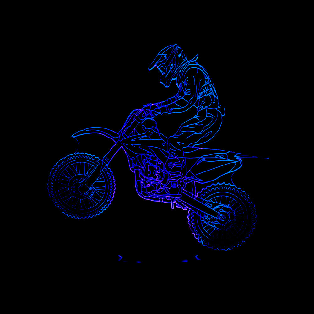 Modèle moto lampe 3D sept couleurs visuelle stéréoscopique lampe LED changement progressif toucher rem