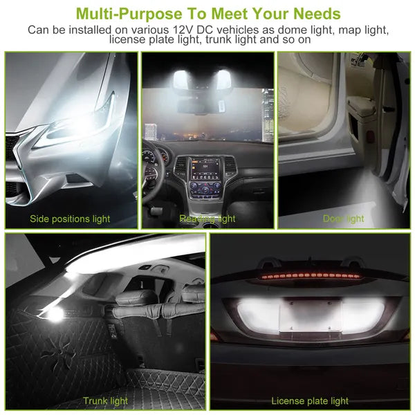 10Pcs 12V T10 LED Bulb Wedge Base Interior Dome Map Lights LED License Plate Trunk S