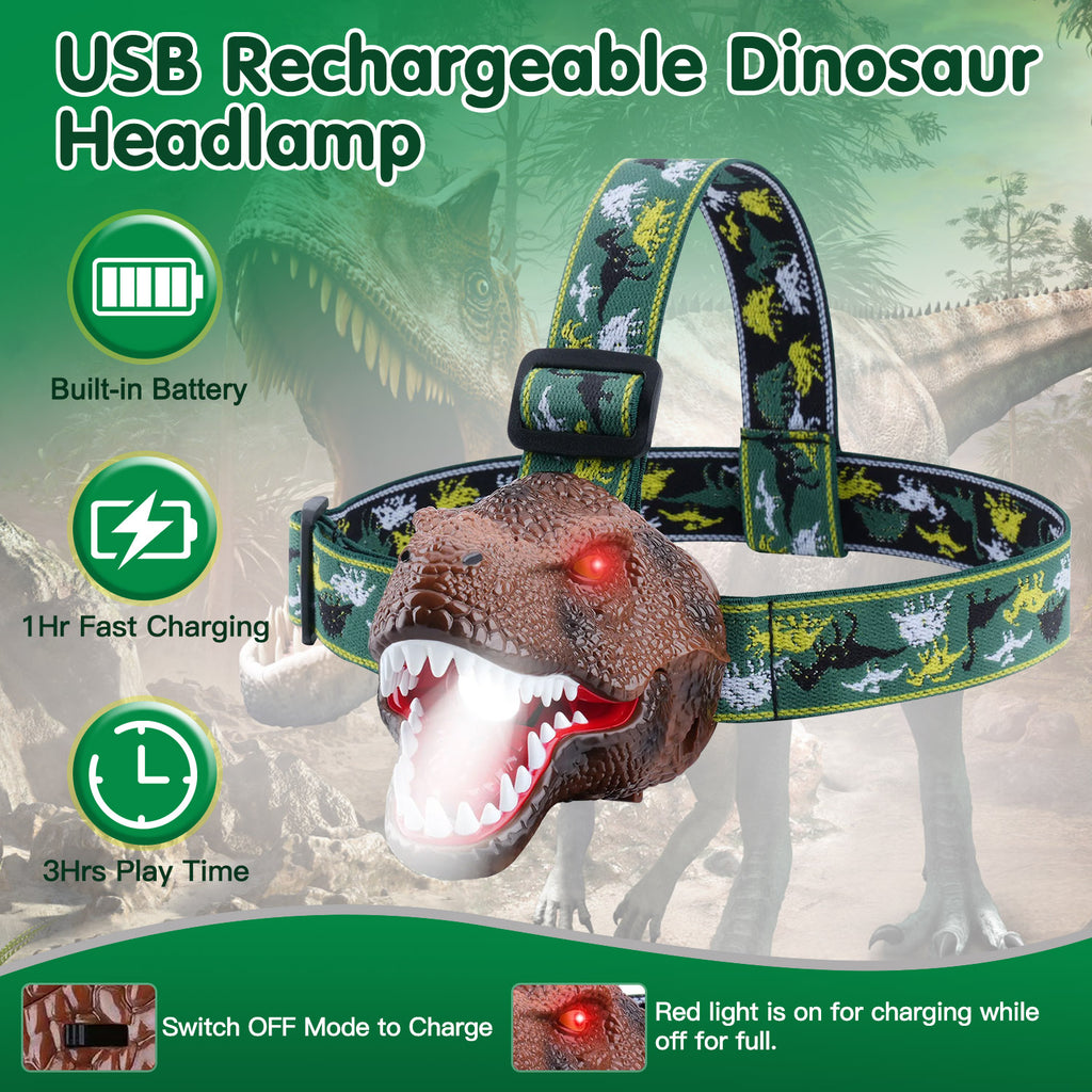 Lampe de poche dinosaure 1Pc Dinosaure pour enfants Lampe de poche dinosaure avec son Roar 4 mode