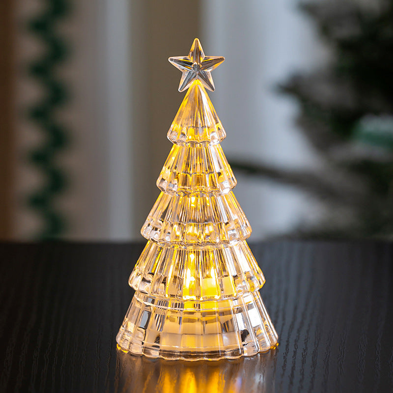 Décorations de Noël Mini cristal lumineux Arbre de Noël Ornements de bureau Chil créatif