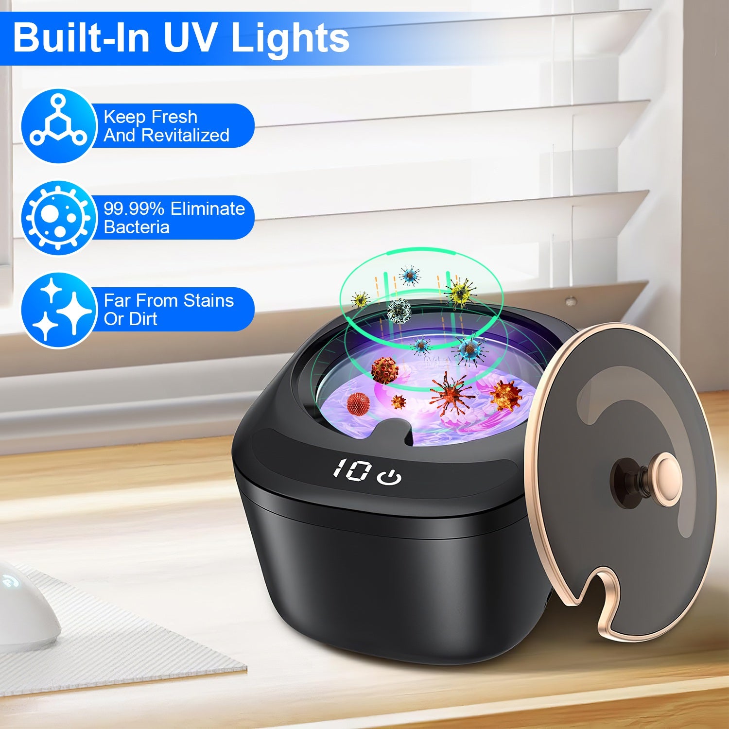 1Pc Ultrasonic Retainer Cleaner 45kHz Machine de nettoyage à ultrasons avec 3 modes 230ML Capac