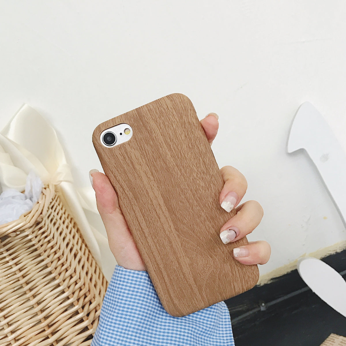 Housse de combiné en bois avec revêtement en cuir souple ultra fin et combiné en bois c
