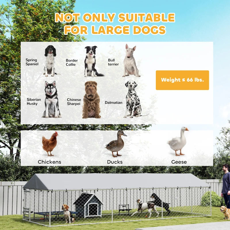 PawHut Dog Kennel Outdoor Dog Run Waterproof UV-Resist Cover Lockable Door Ajustable Bol