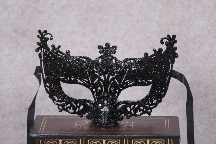 Poudre d'or Masque Sexy Masque Prince Demi-face Femme Robe de fantaisie Masque à oeil de balle
