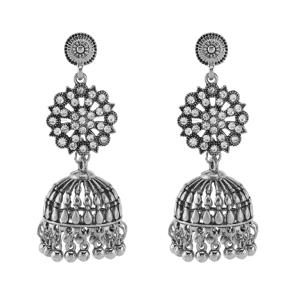 Boucles d'oreilles retro florales en strass