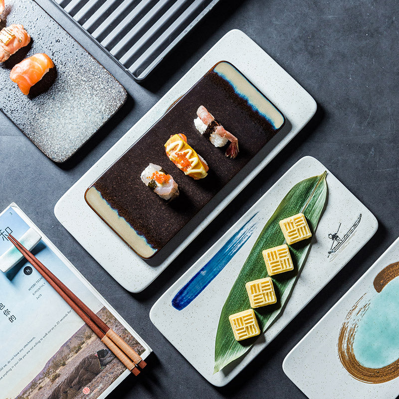 Céramique rectangulaire Sushi Platter japonais