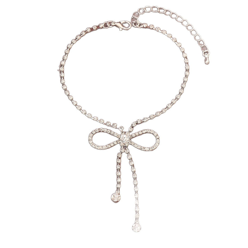 Style Sweet and Simple Strass Bow Tassel Anklet Summer Seaside Beach Vacances Style Fo