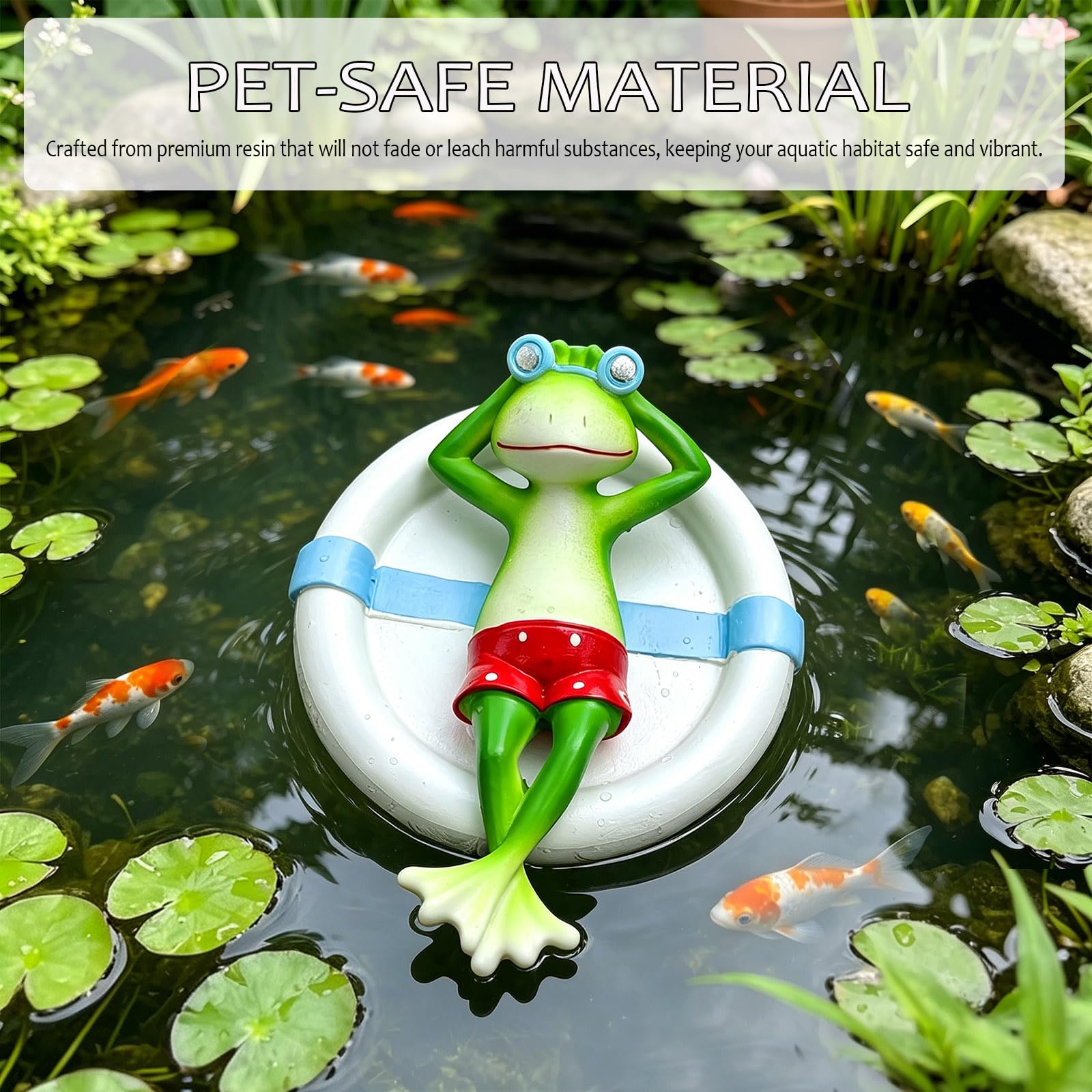 Grenouille flottante sur nage Anneau Résine Aquarium Ornement