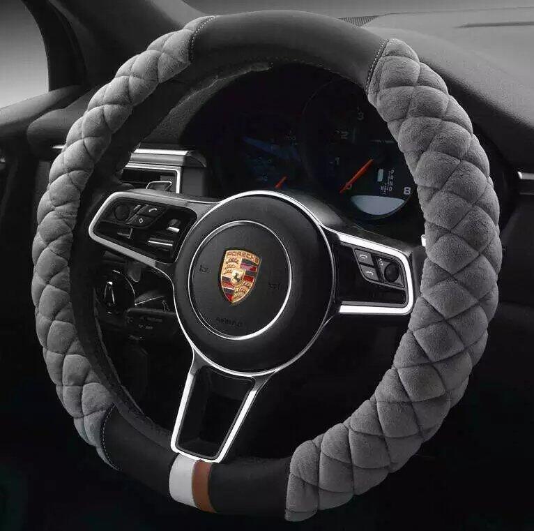 Couverture universelle de volant de voiture Hiver Décoration Mignon 38cm En peluche Empreinte Auto Automo