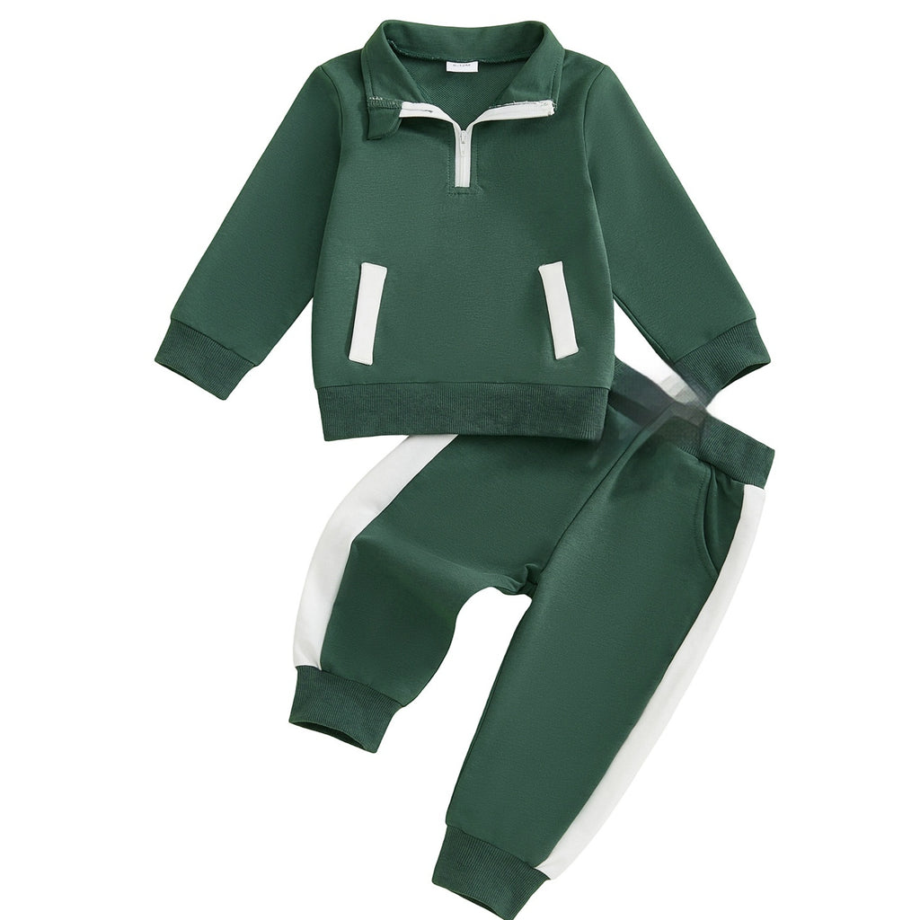 Garçons Demi-zip manches longues Top et Pantalons ensemble