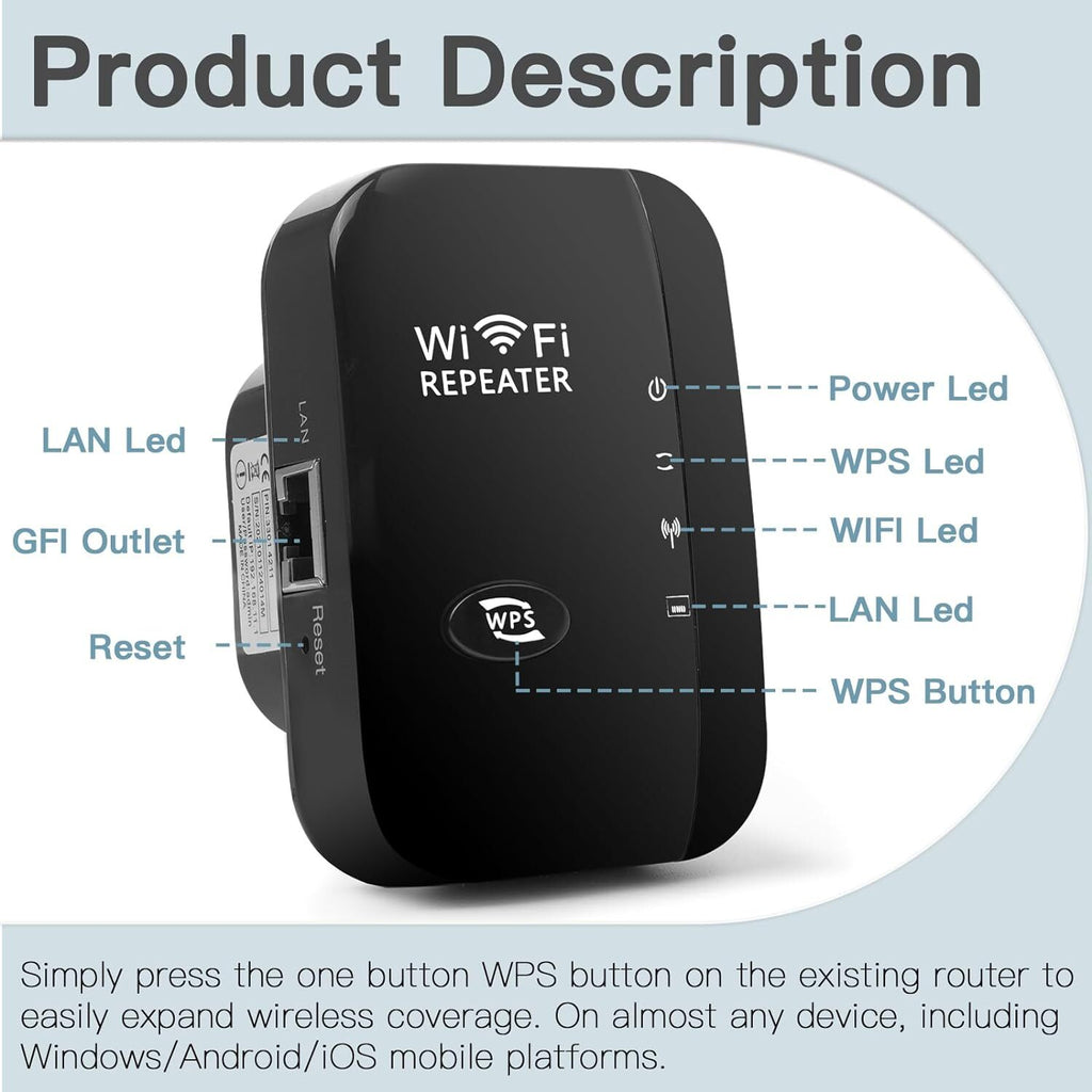 Amplificateur de signal sans fil de répéteur Wifi Enhancer réseau étendu EU US Home Router 300m T