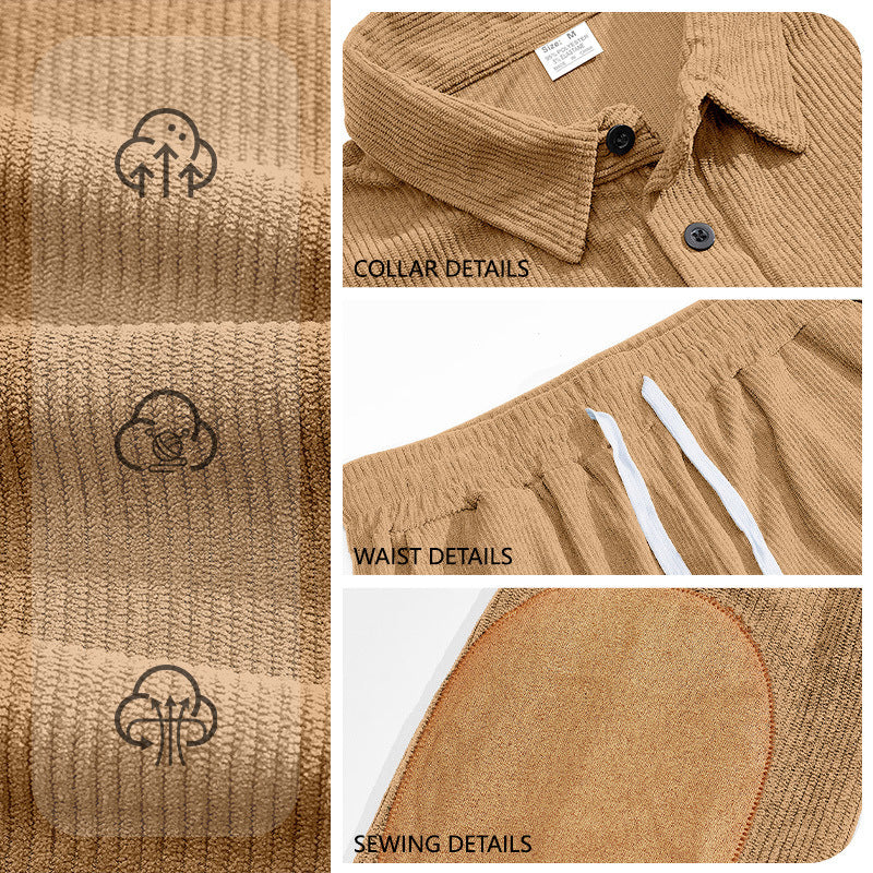 Ensemble de deux pièces sport casual homme avec collier de lapel et manches longues